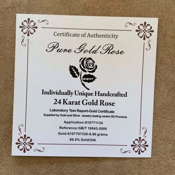 Valentine’s Day Gift 24k Gold Rose Dipped in Gold with Red Petals - Picture 4 of 4
